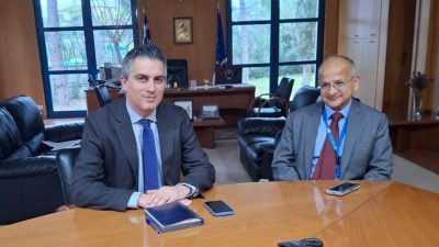 Συνάντηση του Υπουργού Υποδομών και Μεταφορών Χρίστου Δήμα με τον Πρέσβη της Ινδίας Rudrendra Tandon