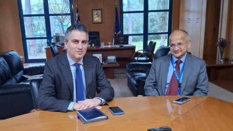 Συνάντηση του Υπουργού Υποδομών και Μεταφορών Χρίστου Δήμα με τον Πρέσβη της Ινδίας Rudrendra Tandon